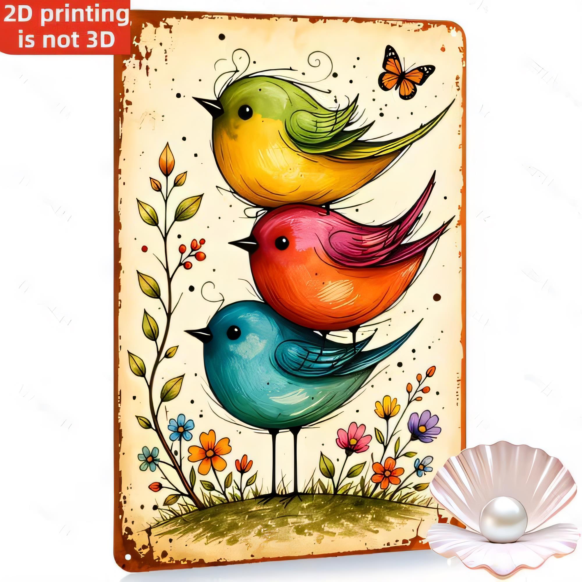 Tin Sign Birds Set 3 Colorful  - Home Bar Set recension och pris